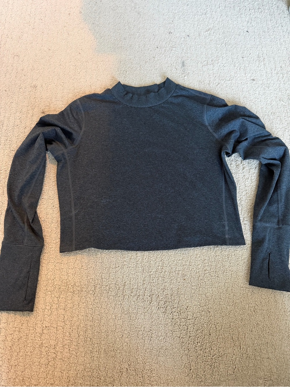 Old Navy Charcoal Mock-Neck Long Sleeve Crop Top